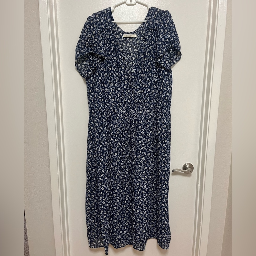 Christy Dawn Simple Dawn Navy Floral Midi Dress - Picture 4 of 8